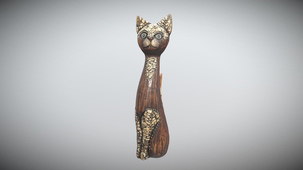 Wooden cat statue