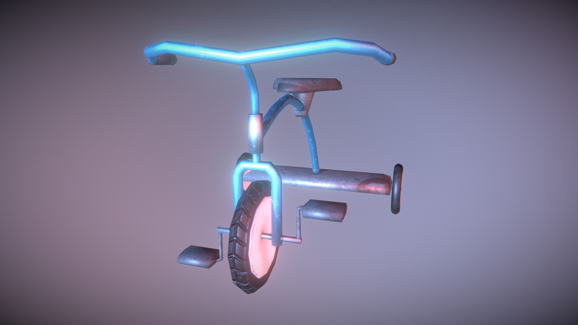 3D model Tricycle Low Poly Game Ready - This is a 3D model of the Tricycle Low Poly Game Ready. The 3D model is about a blue and silver bicycle.