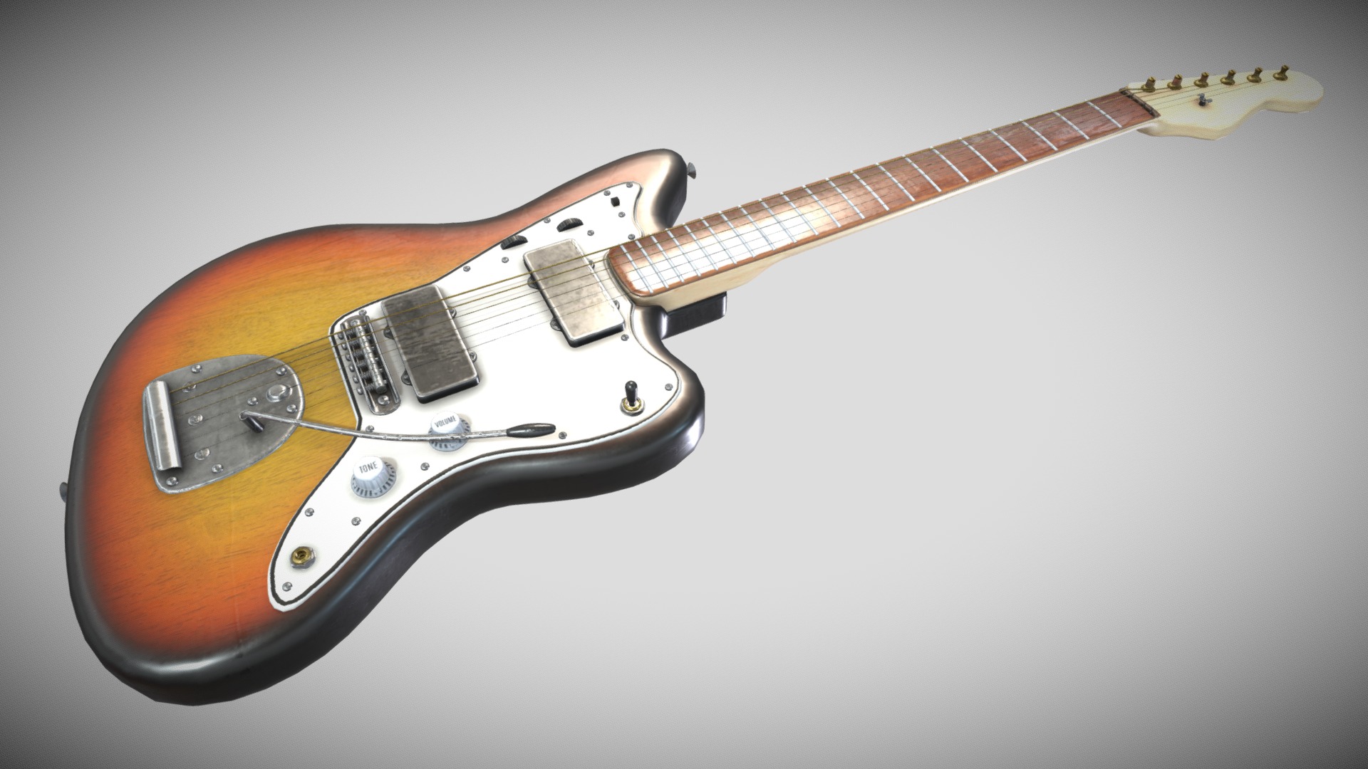 3D model Fender Guitar - This is a 3D model of the Fender Guitar. The 3D model is about a brown electric guitar.