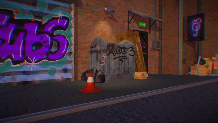 Worn-down urban street 3D Model