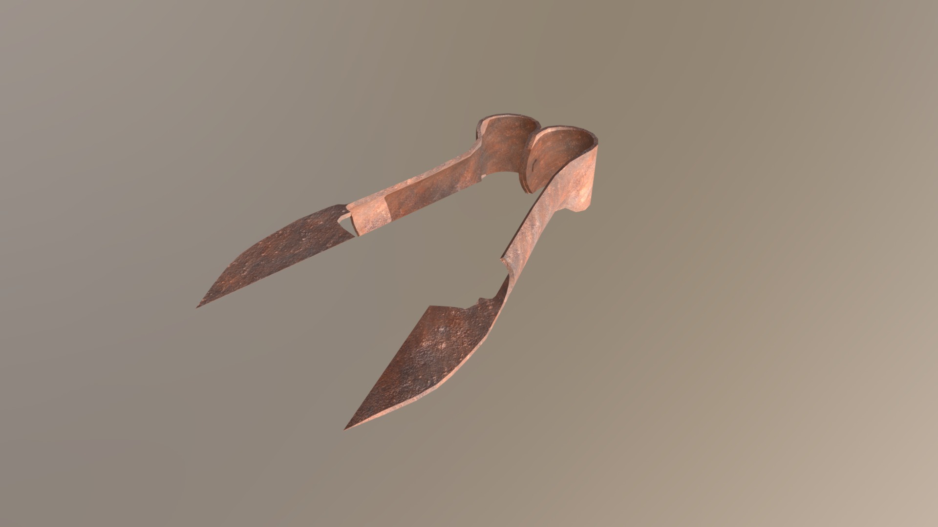 3D model Medieval Scissors - This is a 3D model of the Medieval Scissors. The 3D model is about a wooden cross with a wooden handle.