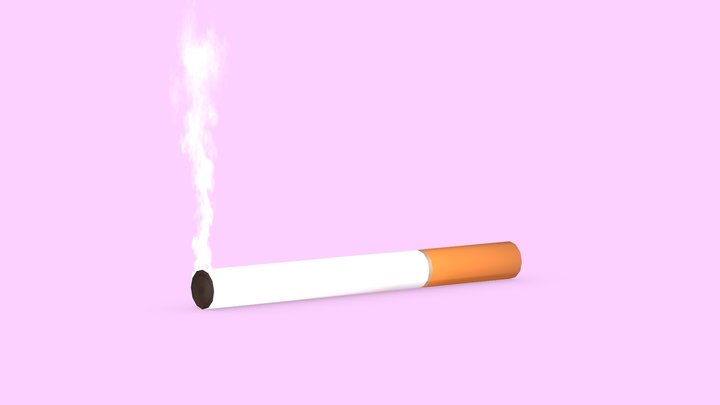 Cigarette with smoke Low poly 3D Model