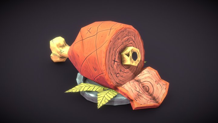LowPoly Stylized Meatbone 3D Model