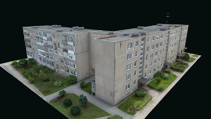 5 Floor apartment building before renovation 3D Model