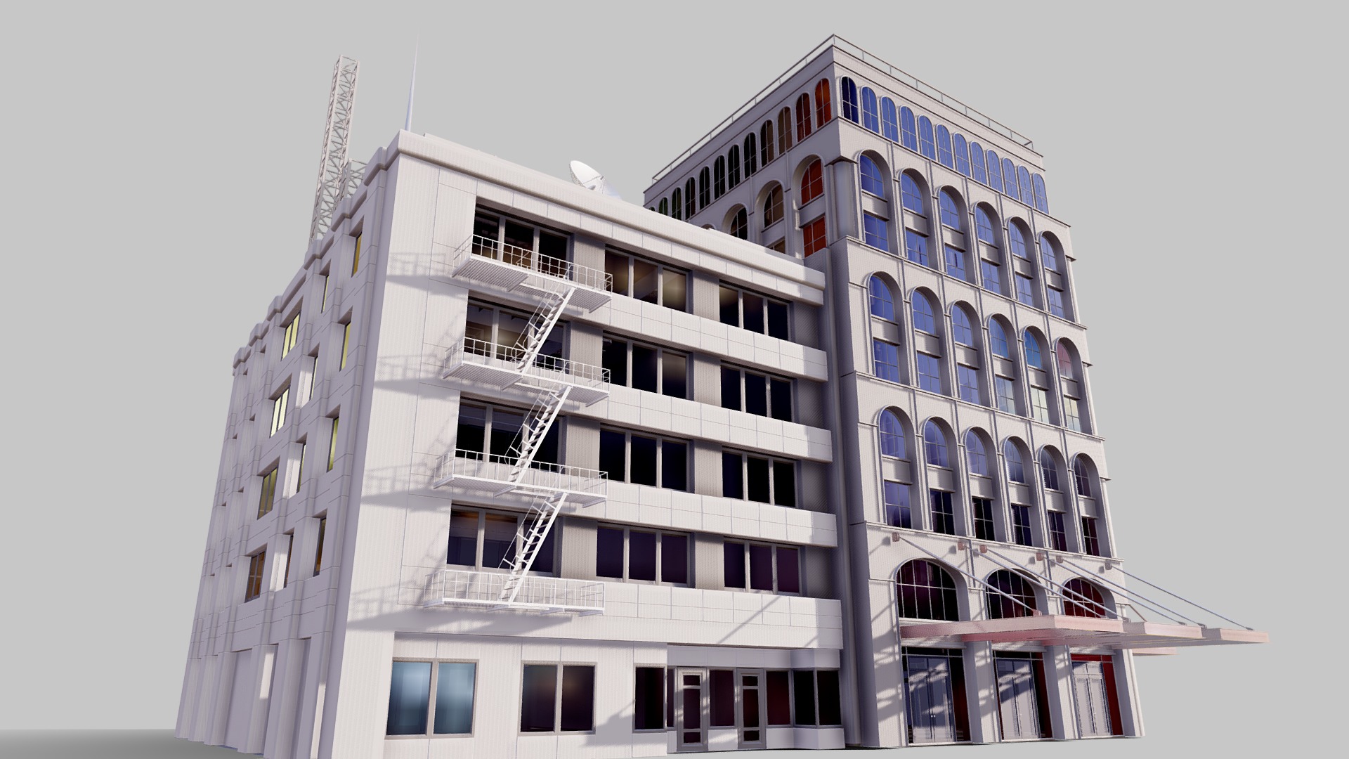 3D model Commercial Building Facade 12 - This is a 3D model of the Commercial Building Facade 12. The 3D model is about a building with a staircase.