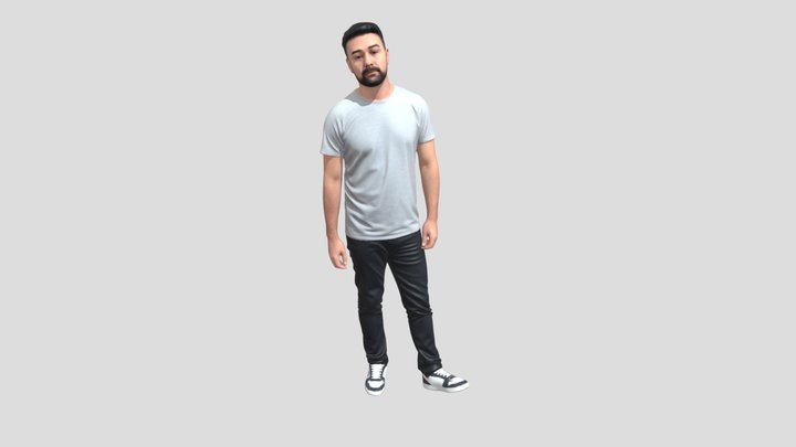 Casual Confidence In A Gray T- Shirt – Kostenloses 3D-Modell STL