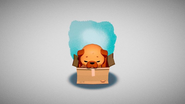 Puppy in a box 3D Model
