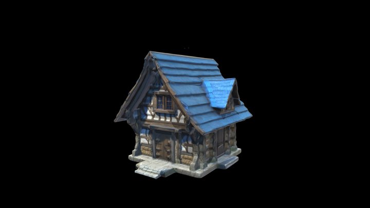 0214 Blue House 3D Model