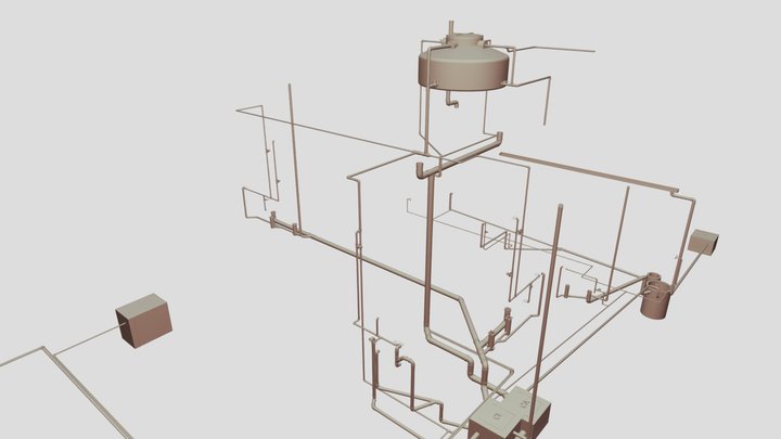 Projeto Hidrossanitário Residencial 3D Model