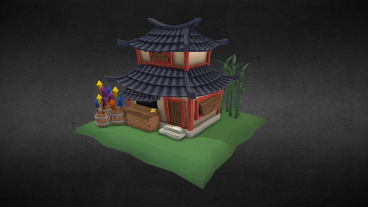 Ancient Chinese Fireworks Shop 3D Model