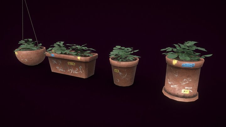Potted Plants Pack(1K)(Low-poly) – Modello 3D gratuito STL