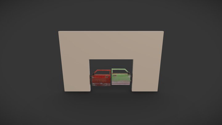 Door_Saloon+Wall 3D Model