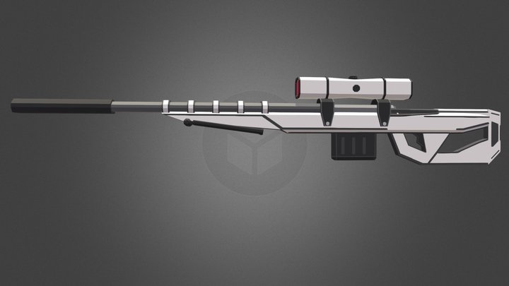low-poly sniper rifle 3D Model
