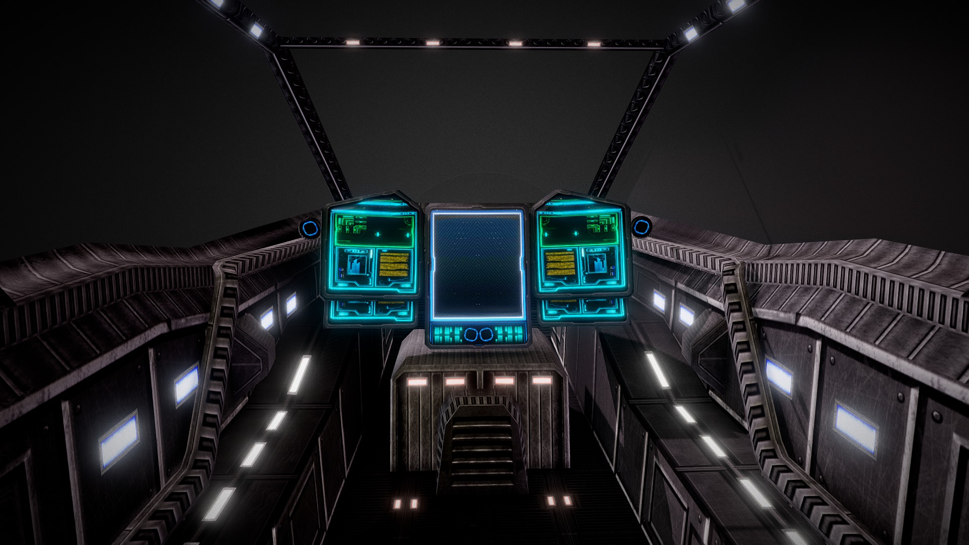 3D model Cockpit Sci-fi - This is a 3D model of the Cockpit Sci-fi. The 3D model is about a machine with lights.