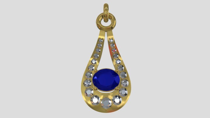 Sapphire Pendant with Diamonds 3D Model