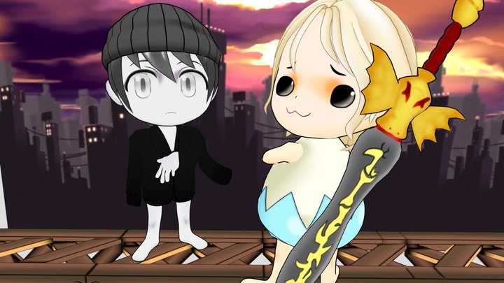 edgy boy & egg boy 3D Model