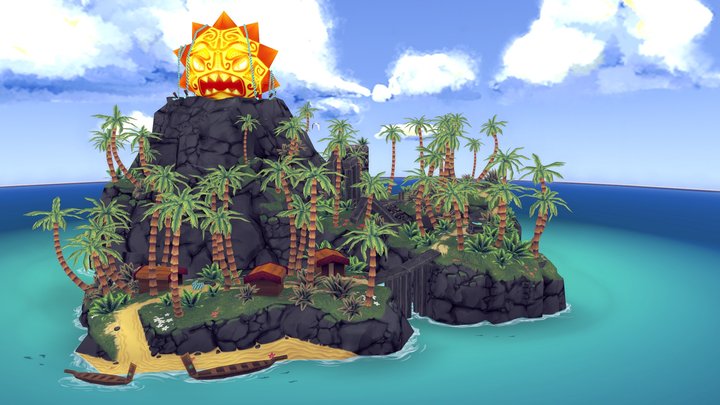 Low Poly Hand Painted Maori Island 3D Model