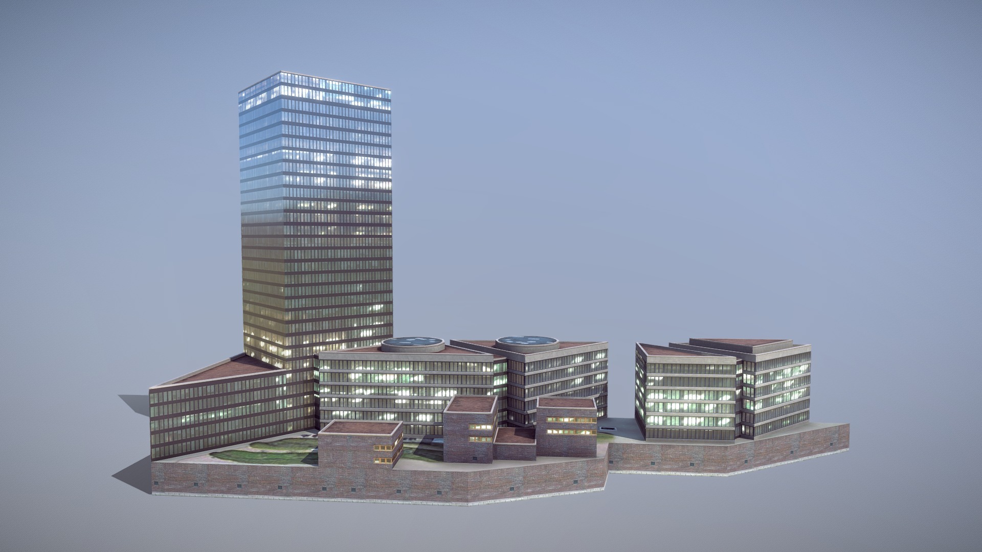3D model Arlanda Science Tower - This is a 3D model of the Arlanda Science Tower. The 3D model is about a few buildings with glass windows.