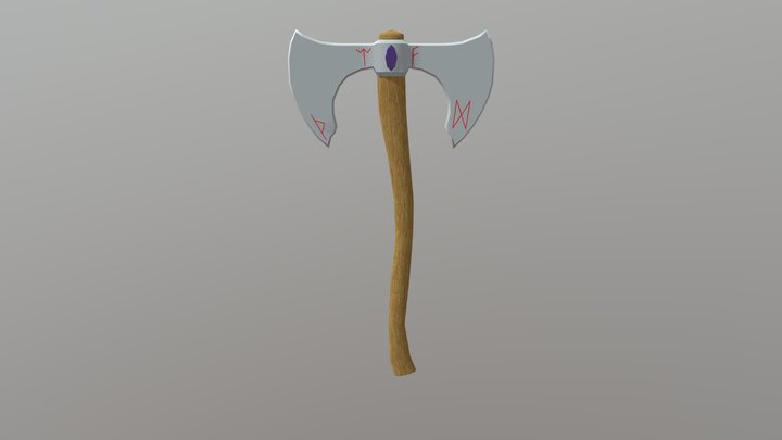 Hand-Painted Fantasy Styled Axe 3D Model