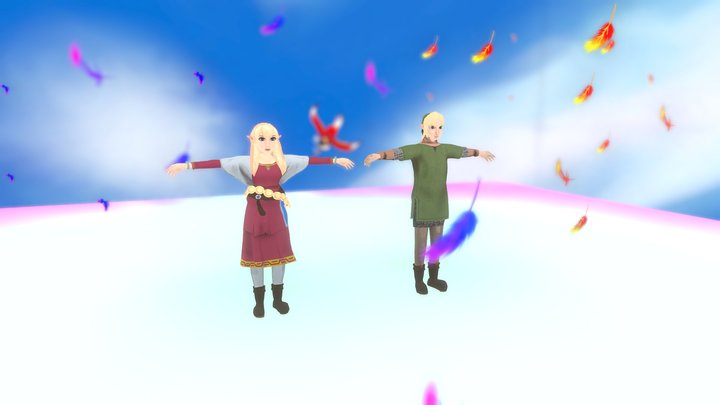 Link and Zelda in the Skyworld 3D Model