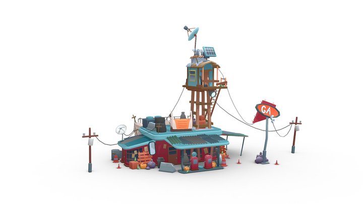 Gas station 3D Model
