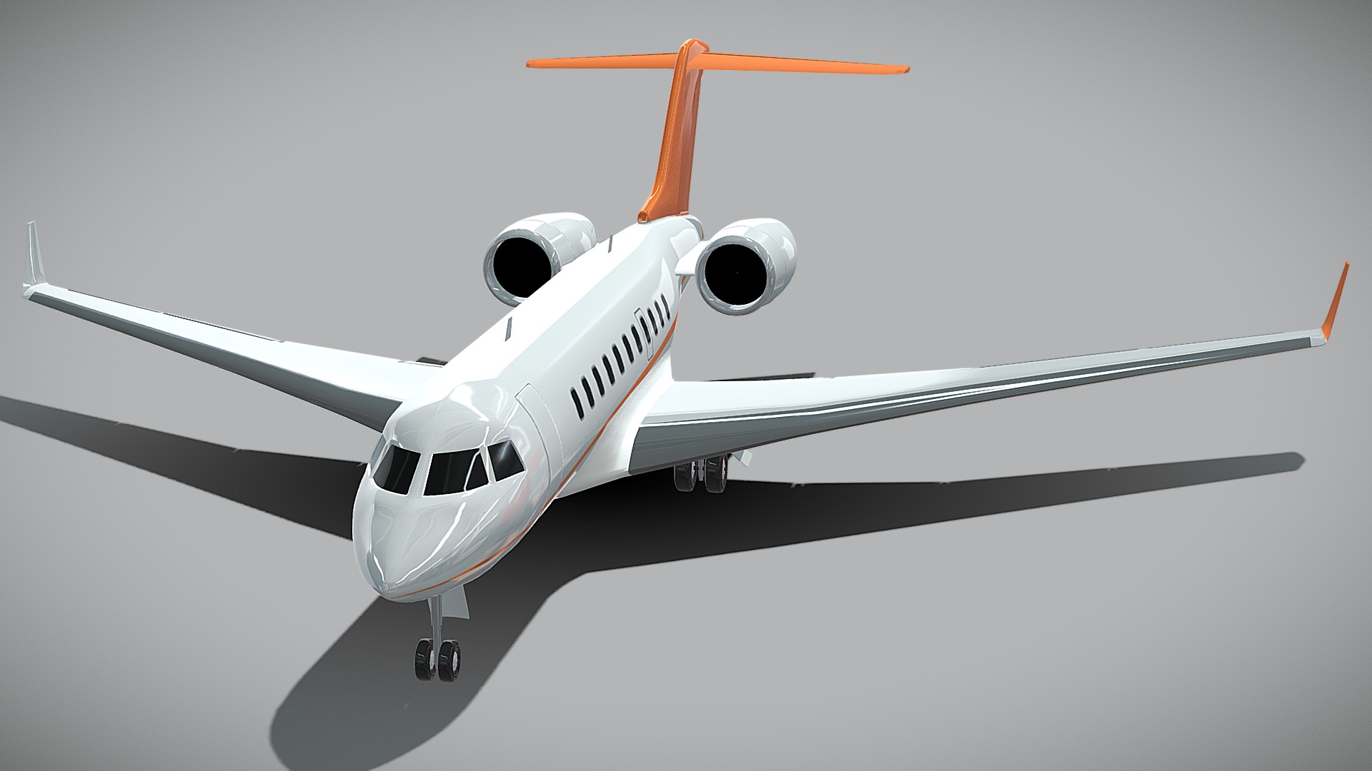 3D model Bombardier 5000 Global corporate jet - This is a 3D model of the Bombardier 5000 Global corporate jet. The 3D model is about a white airplane with a red tail.