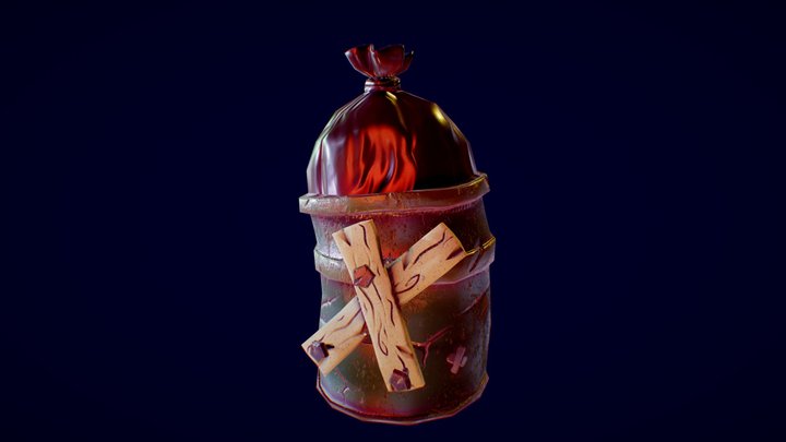 Low poly Stylized Trash Bin 3D Model
