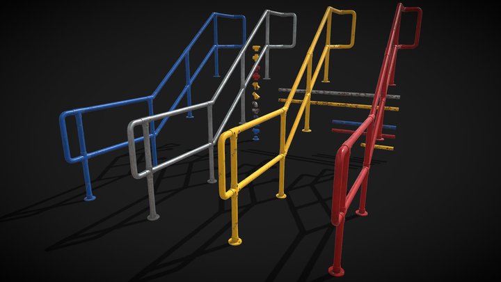 Modular Guard Handrails Pack 3D Model
