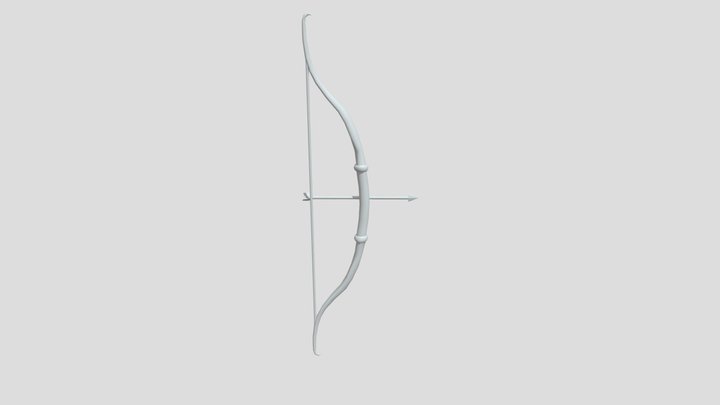 Elven Style LongBow And Arrow 3D Model