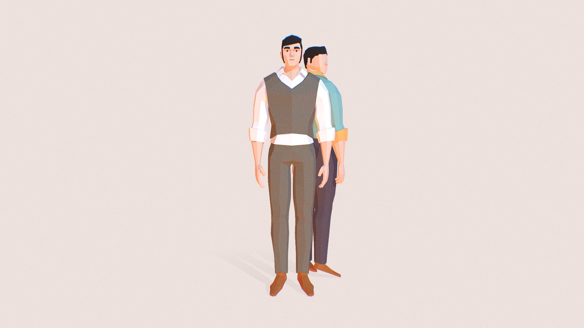 3D model Hans / Lowpoly Character - This is a 3D model of the Hans / Lowpoly Character. The 3D model is about a man and woman in garment.