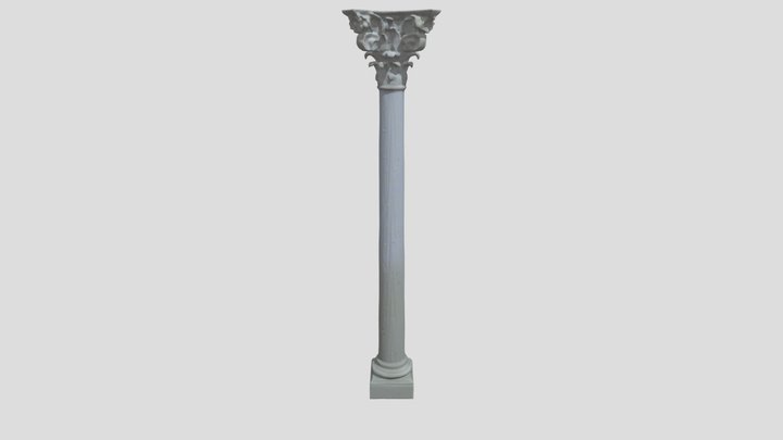 Ornate Column by Mosaic Tile Wall 3D Model