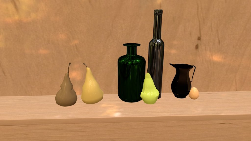 Pears Bottles and Egg.c4d