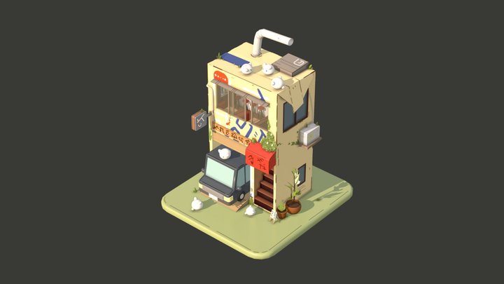 Cartoon Bar 3D Model