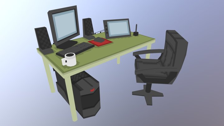 8 Bit Desk 3D Model
