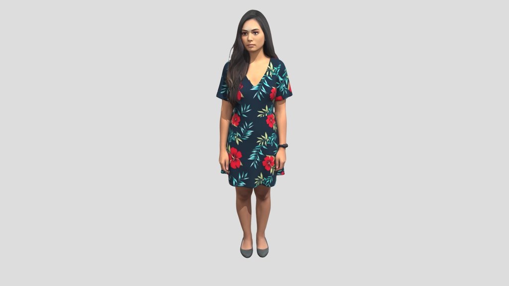Navy Floral Hibiscus Dress