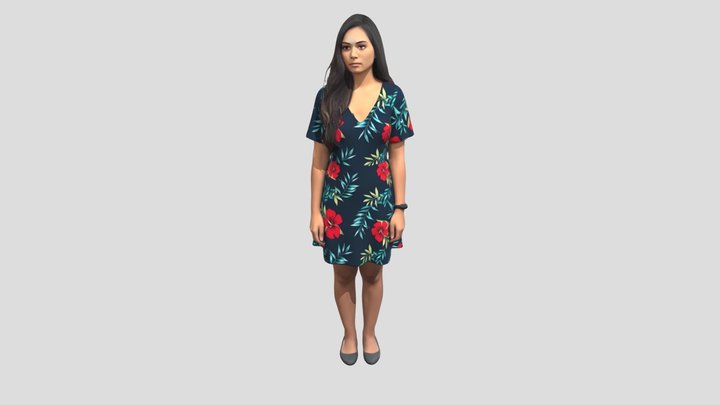 Navy Floral Hibiscus Dress – Modello 3D gratuito STL