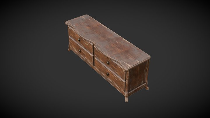 Worn Wooden Dresser 3D Model