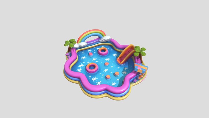 Colorful Rubber Swimming Pool 1 (inflatable) 3D Model