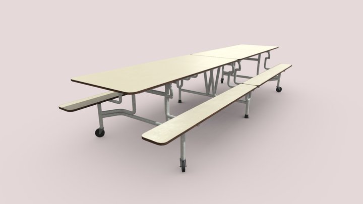 School Cafeteria Table 3D Model