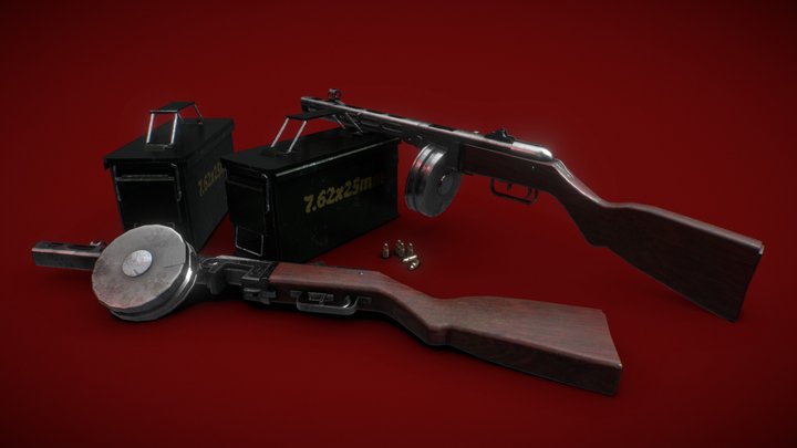 PPSH-41 Soviet Sub-Machine Gun – Free 3D Model STL