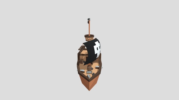 Low-Poly Pirate Ship 3D Model