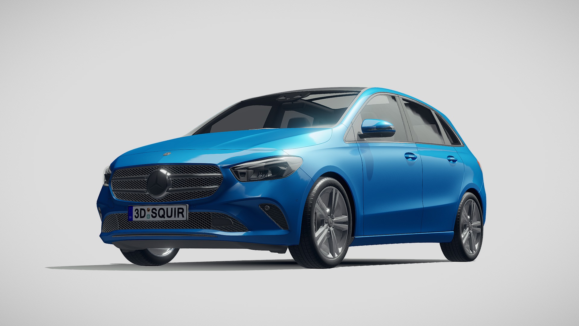 3D model Mercedes Benz B-class 2019 - This is a 3D model of the Mercedes Benz B-class 2019. The 3D model is about a blue car with a white background.