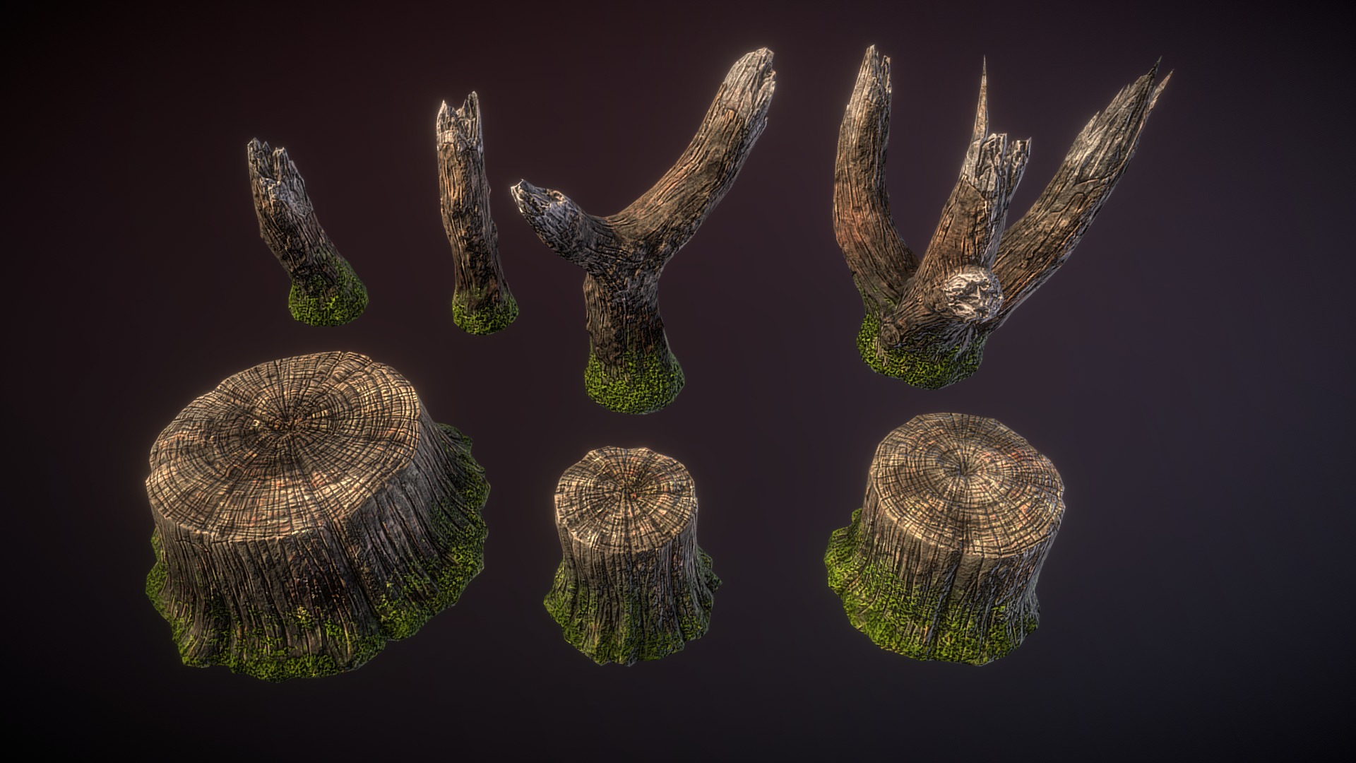 3D model Small stumps - This is a 3D model of the Small stumps. The 3D model is about a group of mushrooms.