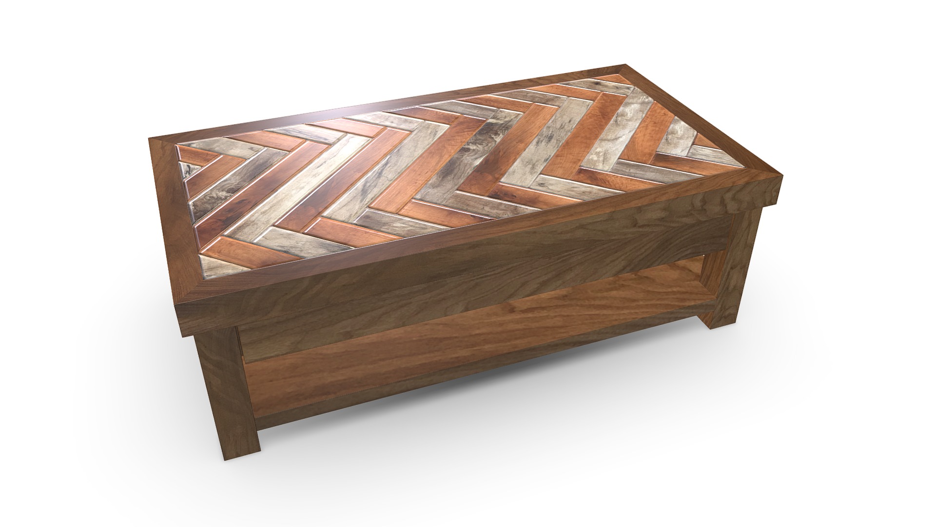 3D model Union 80 Coffee Table - This is a 3D model of the Union 80 Coffee Table. The 3D model is about a wooden table with a white background.