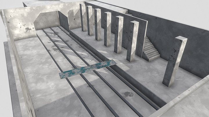 Basic cyberpunk underground train station base 3D Model