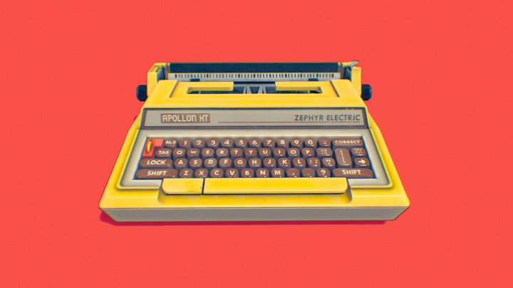 1970s Yellow Typewriter (game Asset) 3D Model