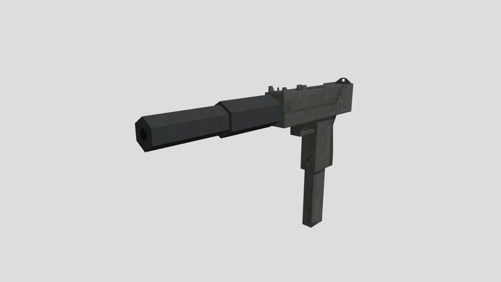 PSX Low-Poly Mac-10 3D Model