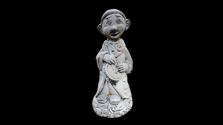 Garden gnome with tambour artificial stone 3D Model