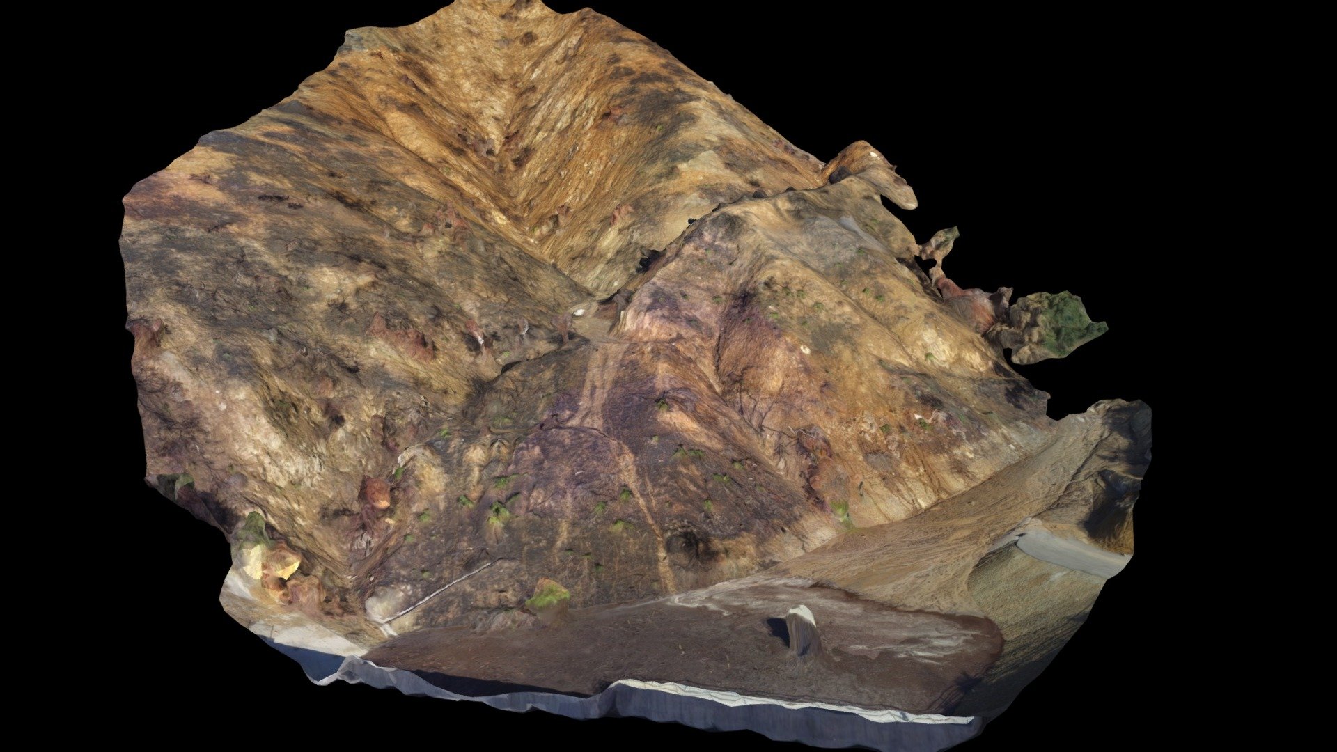 Burned landscape post-rainfall (3D Mesh)