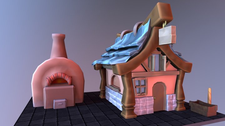 Medieval Bakery Cartoon 3D Model